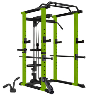 Multi-functional Power Cage, Home Adjustable Pullup Squat Rack 1000Lbs Capacity Comprehensive Fitness Barbell Rack with Gym Accessories
