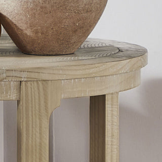 24" Oak Finish 2-Piece Curved Round Coffee Table Set - Mid-Century Rustic Nesting Tables