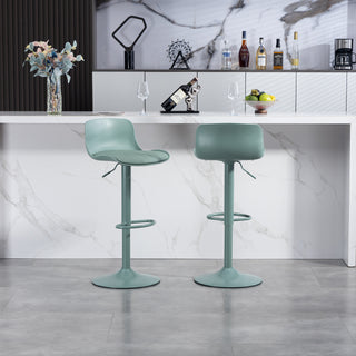 Bar Stools Set of 2 – Adjustable Swivel Counter Barstools with Back, Armless PU Leather Kitchen Island Chairs, Mint Green