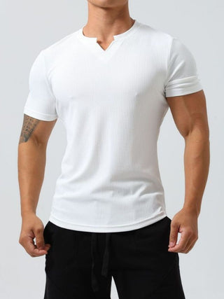 Men's Plus Size Notched Short Sleeve T-Shirt