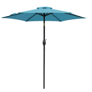 Blue 7.5 Feet Market Umbrella with Crank Lift & Tilt, UV-Resistant Polyester Canopy for Patio, Pool, Backyard - No Base