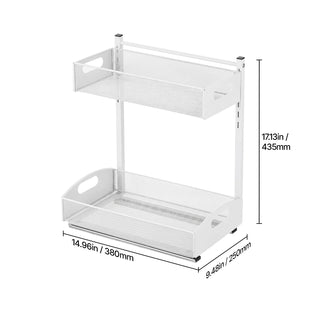 2-pack 2-tier pull out under sink organizer white, view 8