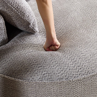 124.5" Modern Compressed Boneless Sofa | Grey Chenille Fabric | High-Resilience Sponge Filling | Modular Couch w/ 3 Back Pillows & 4 Throw Pillows | Extra Large Living Room Seating (NO Assembly Required)