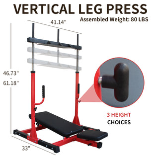 Vertical Leg Press Machine with Adjustable Leg, Back and Head Positions, Leg Strength Training Machine for Home Gym, 2' Olympic Plate Compatible