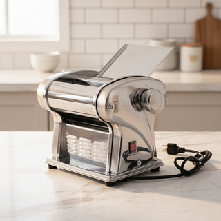 Electric Pasta Maker Machine, Stainless Steel Noodle Maker with Dough Roller & 2.5mm Round Cutter, Adjustable Thickness, 135W, 110V – One Blade