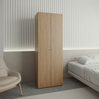 Home 2-Door Closet System Armoire Natural Oak - Modern Wardrobe with Hanging Rod