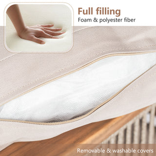 Outdoor 4-piece Acacia Wood and Rope Sectional Patio Sofa Set