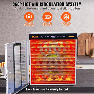 10-Tray Food Dehydrator Machine | 1000W Electric Food Dryer with Digital Timer & Temp Control for Jerky, Fruits & Dog Treats