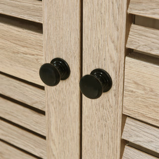 4 Shutter Door Wardrobe Armoire Closet with 2 Drawers, Natural and White