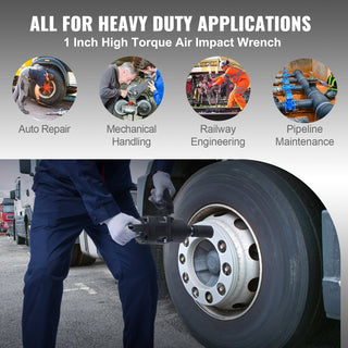 1 Inch Air Impact Wrench, 2730 ft-lbs Reverse Torque Pneumatic Impact Gun with Dual Handles for Heavy Duty Repairs & Maintenance