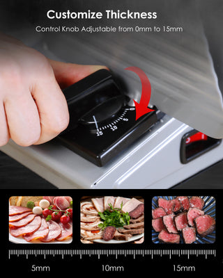 Electric Meat Slicer for Home Use - Deli Food Slicer Machine with 7.5" Stainless Steel Blade, 180W, Adjustable Thickness for Meat, Cheese & Bread