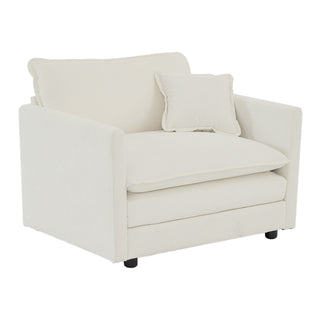 White Chenille 3-Piece Sofa Set - Space-Saving Casual Living Room Group with Pillows