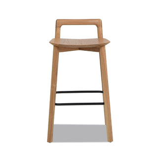 Sven 26.5" Modern Minimalist Low Back Wood Counter Stool, Natural Blonde Ash Wood