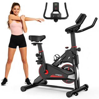 Indoor Exercise Bike, Stationary Cycling Bike with Monitor, Adjustable Resistance, Comfortable Seat & Handlebars, Stable Base, Portable Design Home Fitness Workout Cycle for Daily Indoor Use