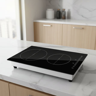 Electric Cooktop, 2 Burners, 12'' Induction Stove Top, Built-in Magnetic Cooktop 3000W, 9 Heating Level Multifunctional Burner, LED Touch Screen w/ Child Lock & Over-Temperature Protection