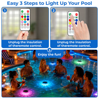 Solar floating pool light with remote control and 12 lighting modes