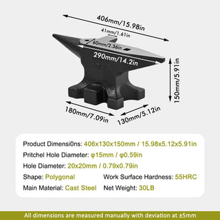 30lb Multi-Angle Cast Steel Anvil | Blacksmith's & Jeweler's Forging Tool