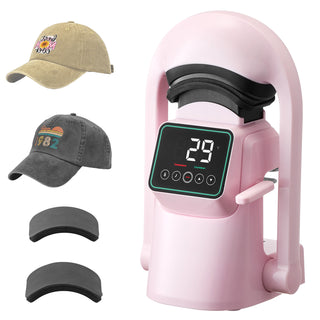 Auto Hat Heat Press Machine with 2pcs Interchangeable Platens Touchscreen Pink