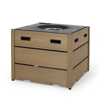 Outdoor 31' WPC Base Square Propane Fire Pit - 40,000 BTU, Brown