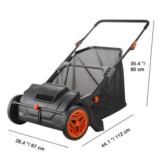 21 inch Push Lawn Sweeper with Hopper Bag, Black