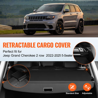 Retractable Cargo Cover for Jeep Grand Cherokee 2 Row 2022-2024 OEM Design