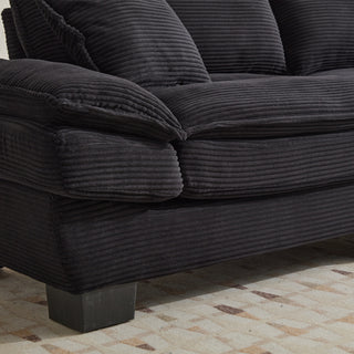 &nbsp;Black Corduroy Sofa Sleeper Loveseat - Comfy Deep Seat Couch for Small Spaces