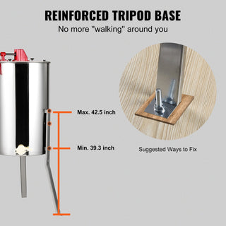 Manual Honey Extractor (2 or 4 Frames) – Stainless Steel Honey Spinner – Beekeeping Apiary Centrifuge Equipment with Lid & Height Adjustable Stand