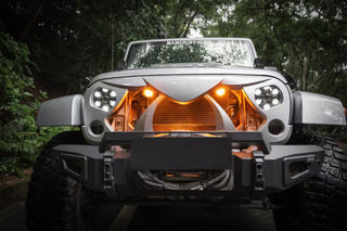 Halloween Front Grille Grid Grill for 2007-2018 Jeep Wrangler Rubicon Sahara Sport JK/JKU, Matte Black