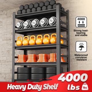 87" Heavy-Duty 5-Tier Metal Storage Rack | Adjustable Garage & Warehouse Shelving