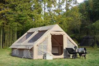 Inflatable Cabin Tent 9.8' x 13', 5-Min Setup, Sleeps 4, Beige