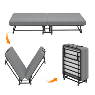 Grey folding bed with memory foam mattress, view 6