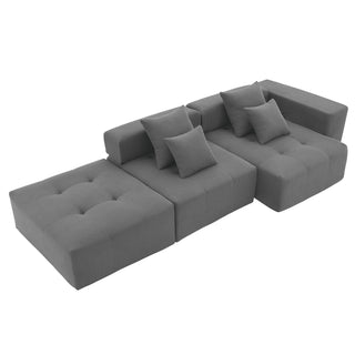 [VIDEO+New]105.5''L Shaped Modular Sectional Sofa,Minimalist Corduroy Floor Couch Set,Convertible Foam-Filled Cloud Compressed Couch for Living Room,3 PC Free Combination,No Assembly Required,3 Colors