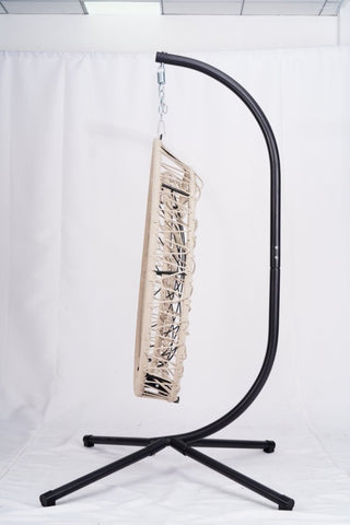 
Outdoor Egg-shaped Hanging Chair with Stand, Patio Egg-shaped Swing Chair, Indoor Rocking Chair, Outdoor Hammock Egg-shaped Chair, Beige
