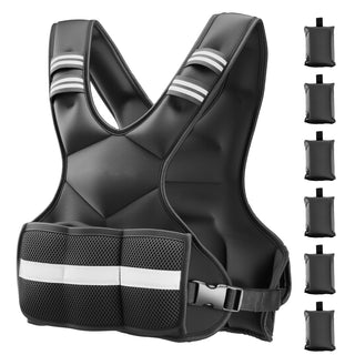 Adjustable Weighted Vest, 4-10 lbs Comfortable X-Shape Body Weight Vest Set with 6 Weight Packs and Reflective Stripe, for Men Women, Workout Equipment for Strength Training Running Jogging