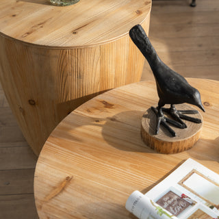 Vintage Style Bucket Shaped Coffee Table Set for Office, Dining Room and Living Room(Set of Two Pieces)