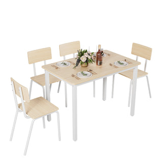 5-Piece Dining Table Set with 4 Chairs, 43" Kitchen Table and Chairs Set for 4, Metal Frame and MDF Board Dining Room Table, Perfect for Small Space, Easy to Clean