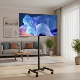 Rolling TV Stand, Mobile TV Cart for 17-55 Inch Screens, Portrait to Landscape, Portable TV Stand with Wheels Holds up to 44 lbs for Living Room, Bedroom, Office, Outdoor, Max VESA 200x200mm