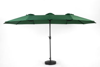 14.8 Ft Double Sided Outdoor Umbrella Rectangular Large with Crank ( Dark green)