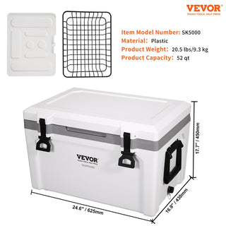 52 Qt Hard Cooler with 6-Day Ice Retention | Portable Ice Chest for Camping, Beach & Outdoor