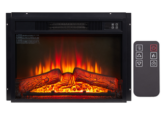 Electric Fireplace Insert 23' 1400W 120V ,Equipped with remote control, ultra thin heater with log set & realistic flame - BLACK