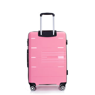 Lightweight Durable Hardshell Suitcase Set with Double Spinner Wheels and TSA Lock, Pink Polypropylene in 3 Sizes