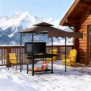 Outsunny 8' x 5' Outdoor Grill Gazebo Shelter | Convertible Side Awning & Shade