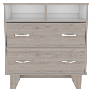 ECOSHOP Portanova 2-Drawer 2-Shelf Dresser Light Gray/White - Modern Compact Storage