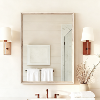 24*32 Rectangle Oak Wood Effect Wall-Mounted Mirror