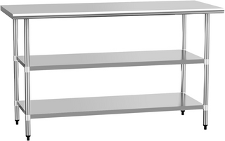 Stainless Steel Table for Prep & Work 24' X 60' inches with 2 Adjustable Shelf, Commercial Workstations, Utility Table in Kitchen Garage Laundry Room Outdoor BBQ