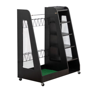 Golf Bag Organizer for Garage, Premium Wooden Golf Clubs Storage Rack Fit 2 Golf Bags, Golf Trunk Organizer for Car Garage Club Shed Basement,Black