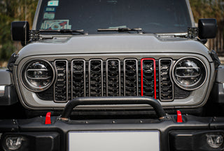 Front Mesh Grille Grid Grill for 2018-2024 Jeep Wrangler Rubicon Sahara Sport JL/JT Grill With Camera Hole Black Plastic