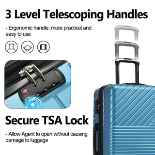 Hardshell Luggage Sets 3 Piece double spinner 8 wheels Suitcase with TSA Lock Lightweight 20''24''28''