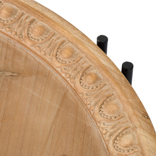 D32' x 18' Farmhouse Round Wooden Round Coffee Table with Metal Legs