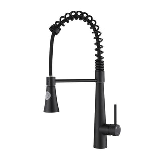 Commercial Matte Black Kitchen Faucet with Pull Down Sprayer and Magnetic Docking Spray Head in Stainless Steel and Brass